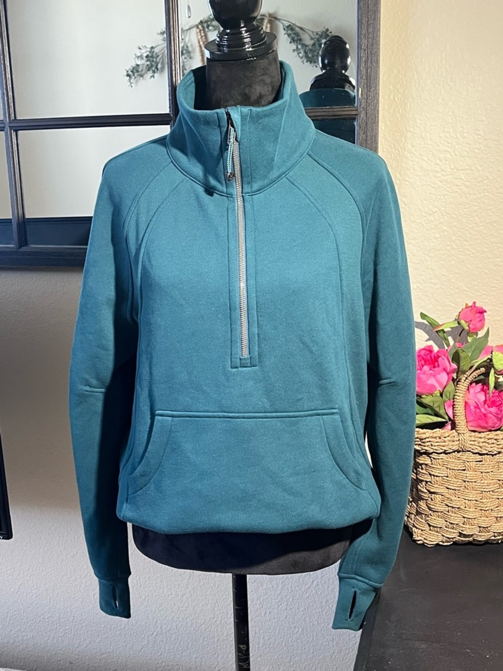 Lululemon Scuba Oversized Funnel-Neck Half Zip in a teal color - Picture 2 of 9